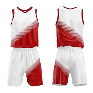 Custom Reversible Basketball Jersey for Men Women Adult Youth Print Name Number Logo (Black-Red)