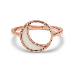 pura vida ring rose gold eclipse handmade ring - stackable ring with resin opal, ring jewelry with brass base - rose gold rings for women, cute rings for teen girls, boho jewelry for women - size 6