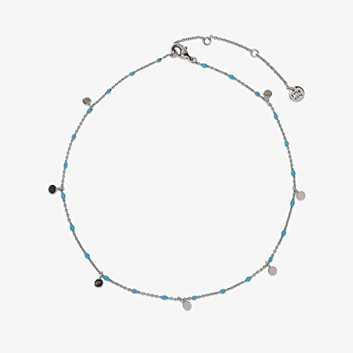 Pura Vida 14" Silver Mini Coin Beaded Choker Necklace - Statement Necklace with Turquoise Enamel Beads - Silver Necklace for Women, Necklaces for Teen Girls, Boho Jewelry for Women - 3" Extender