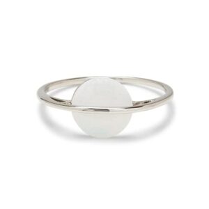 pura vida ring silver white opal saturn ring - handmade ring with synthetic opal, brass base with rhodium plating - silver rings for women, cute rings for teen girls, boho jewelry for women - size 9