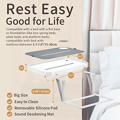 KIWIFOTOS Bedside Shelf for Box Spring Bed/Plate Bed/Platform Bed Removable Bedside Tray Bedside Table Nightstand Shelf Fit with Mattress Thickness 15cm (5.9") (Insert into Mattress/L Shape)