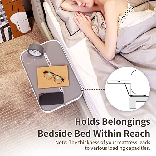 KIWIFOTOS Bedside Shelf for Box Spring Bed/Plate Bed/Platform Bed Removable Bedside Tray Bedside Table Nightstand Shelf Fit with Mattress Thickness 15cm (5.9") (Insert into Mattress/L Shape)