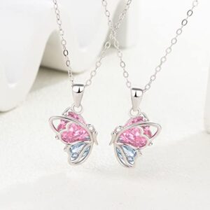 Best Friend Friendship Necklaces for 2 925 Sterling Silver Butterfly Matching Necklaces Bff Necklace 2 Gilr Gift Sister Necklaces Connect Together Long Distance