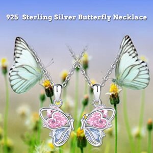 Best Friend Friendship Necklaces for 2 925 Sterling Silver Butterfly Matching Necklaces Bff Necklace 2 Gilr Gift Sister Necklaces Connect Together Long Distance