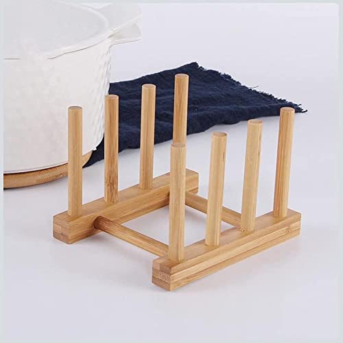 YWSHF 2 PCS Bamboo Wooden Dish Rack Dishes Drainboard Drying Drainer Storage Holder Stand Kitchen Cabinet Organizer for Dish,Plate,Bowl,Cup Pot,Lid,Book