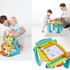 NuoPeng 3 in 1 Baby Sit-to-Stand Walker, Activity Center, Entertainment Table, Drawing Board (White with Gray)