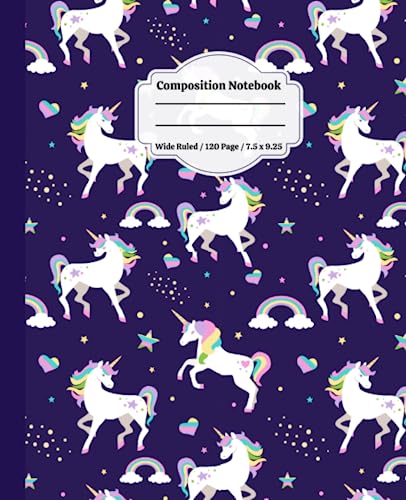 Unicorn Composition Notebook: Unlined Composition Notebook For Kids, Teens, Girls, Boys, Students, College and Teachers (Lined Paper For School And Kindergarten Writing )