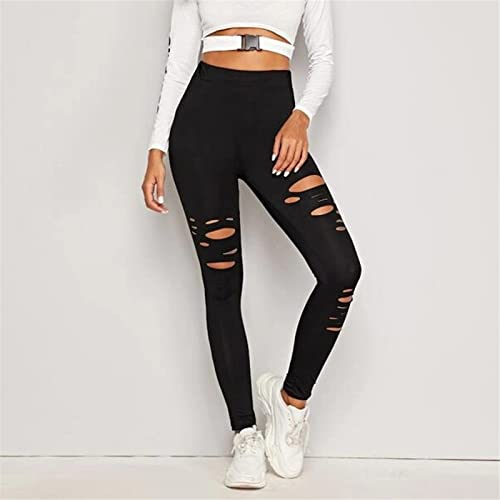 Ripped Warrior Legging for Women - High Waist Tummy Control Yoga Pants Workout Athletic Pants (as1, Alpha, l, x_l, Regular, Regular, Black Ripped Warrior Legging)