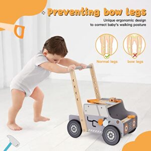 labebe Baby Push Walker, Tool Bench for Toddlers, Wooden Walker for Baby Boy and Girl, Kids Workbench, Baby Activity Center, Toddler Montessori Toys for 1-3 Year Old