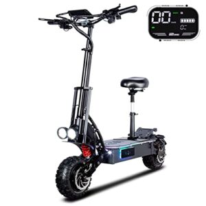 jgh 6000w 40ah dual motor electric scooter adults with seat, max 55 mph fast off road electric scooter, max 75 miles range e scooter, foldable 11" fat tire all-terrain electric scooter max 440lb load