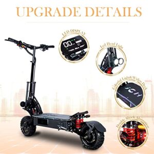 JGH 6000W 40Ah Dual Motor Electric Scooter Adults with Seat, Max 55 MPH Fast Off Road Electric Scooter, Max 75 Miles Range E Scooter, Foldable 11" Fat tire All-Terrain Electric Scooter Max 440lb Load