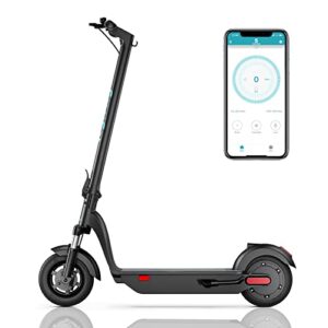 smoosat max folding commuter scooter for adults, electric, 500w brushless motor, front suspension, 30 miles real range, up to 18.6 mph speed, 10" solid tires, 264 lbs max load