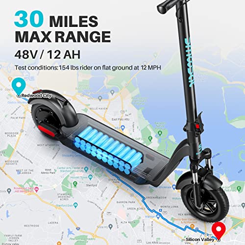 SmooSat MAX Folding Commuter Scooter for Adults, Electric, 500W Brushless Motor, Front Suspension, 30 Miles Real Range, Up to 18.6 MPH Speed, 10" Solid Tires, 264 lbs Max Load