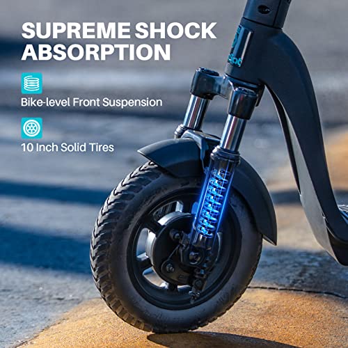 SmooSat MAX Folding Commuter Scooter for Adults, Electric, 500W Brushless Motor, Front Suspension, 30 Miles Real Range, Up to 18.6 MPH Speed, 10" Solid Tires, 264 lbs Max Load