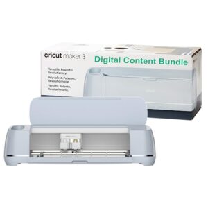cricut maker 3 & digital content library bundle - includes 30 images in design space app - smart cutting machine, 2x faster & 10x cutting force, cuts 300+ materials, blue