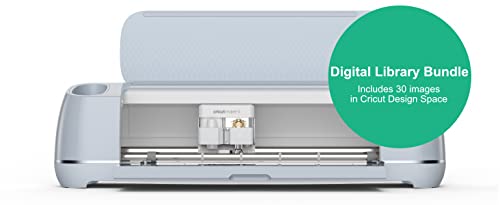 Cricut Maker 3 & Digital Content Library Bundle - Includes 30 images in Design Space App - Smart Cutting Machine, 2X Faster & 10X Cutting Force, Cuts 300+ Materials, Blue