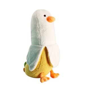 MerryXD Banana Duck Plush Toy Soft Stuffed Hugging Pillow, Cute Duck Plushie for Sleeping,Banana Stuffed Animal Doll Gift for Kids White 19.68''