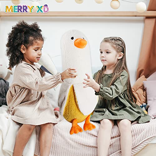 MerryXD Banana Duck Plush Toy Soft Stuffed Hugging Pillow, Cute Duck Plushie for Sleeping,Banana Stuffed Animal Doll Gift for Kids White 19.68''