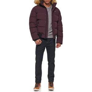 Tommy Hilfiger Men's Arctic Cloth Quilted Snorkel Bomber Jacket, Burgundy, XX-Large