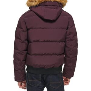 Tommy Hilfiger Men's Arctic Cloth Quilted Snorkel Bomber Jacket, Burgundy, XX-Large