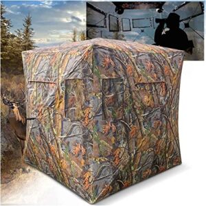 66fit hunting blind 360 degree see through 2-3 person portable pop up deer blind for hunting with sliding windows & carrying bag ground blind for deer hunting turkey hunting