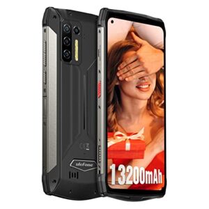 ulefone power armor 13 rugged smartphone, ip68 waterproof phone, 13200mah battery, 15w wireless charge, 48mp four rear camera, 6.81" fhd+, helio g95 octa-core android 12, 8gb + 128gb, dual 4g unlocked