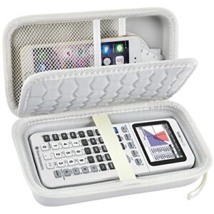graphing calculators case for texas instruments ti-84 plus/ti-83 plus ce color calculator, storage holder for ti-89/for casio fx-9750giii for ti-30xs for cables, pens, pencil-white(box only