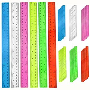 36pcs clear ruler 12 inch plastic rulers ruler with inches and centimeters rulers bulk for classroom for school,home,office,students,artists,engineers,drawing and drafting
