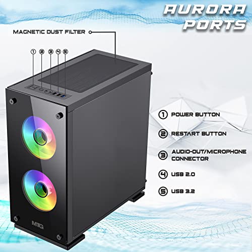 MTG Aurora 4T Gaming Tower PC- Intel Core i7 4th Gen, GeForce RTX 2060S GDDR6 8GB 256bits Graphic, 16GB Ram DDR3, 1TB Nvme, RGB Keyboard Mouse and Headphone, Webcam, Win 10 Home
