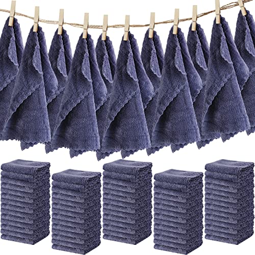 Newwiee 100 Pcs Microfiber Towels Absorbent Washcloths Bulk 12 x 12 Inch Soft Quick Drying Face Towels Bath Cloths Coral Velvet Bathroom Wash Clothes for Bath Spa Facial Fingertip (Dark Grey)