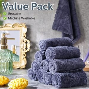 Newwiee 100 Pcs Microfiber Towels Absorbent Washcloths Bulk 12 x 12 Inch Soft Quick Drying Face Towels Bath Cloths Coral Velvet Bathroom Wash Clothes for Bath Spa Facial Fingertip (Dark Grey)