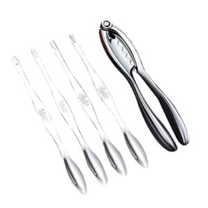 bestonzon 1 set 5 pcs crackers picks lobster opener nut stainless for forks hard silver kit crayfish eating shrimp shell peel clamps tools seafood accessories nutcrackers claw of and crab,