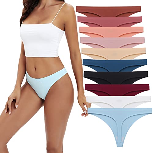 SweetSnow Plus Size Thongs for Women Underwear Seamless XXL Thong Panties No Show Multicolor 10-Pack