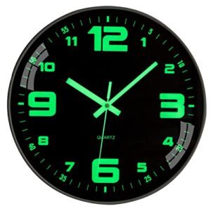 NESIFEE 12 Inch Glow in The Dark Wall Clock,Night Light Wall Clock,Silent Non-Ticking, Battery Operated Wall Clocks for Living Room Kitchen Office Bedroom