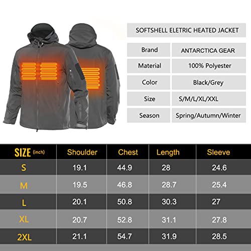 ANTARCTICA GEAR Heated Jacket for Men with Battery Pack, Men's Heated Tactical Jacket Winter Outdoor Soft Shell Heating Coat