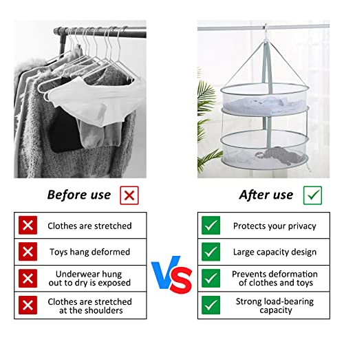 AUTODECO 2 Pack 3-Tier Folding Mesh Clothes Hanging Dryer, Sweater Drying Rack, Large Laundry Drying Rack, Lay fold Flat Dry Hanger, Mesh Clothes Hanging Dryer - XL(3Tier)+XL(3Tier)