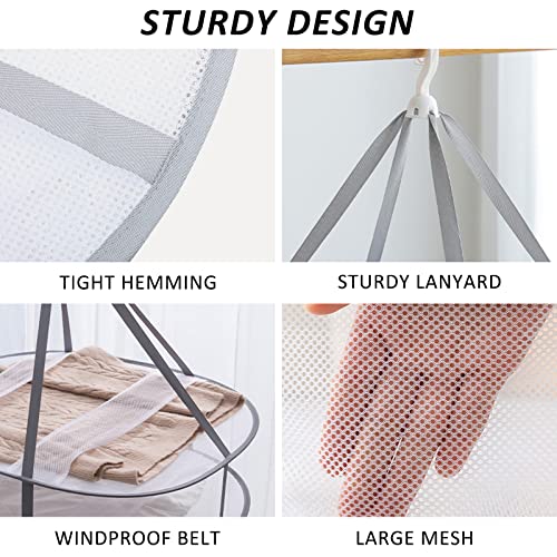 AUTODECO 2 Pack 3-Tier Folding Mesh Clothes Hanging Dryer, Sweater Drying Rack, Large Laundry Drying Rack, Lay fold Flat Dry Hanger, Mesh Clothes Hanging Dryer - XL(3Tier)+XL(3Tier)