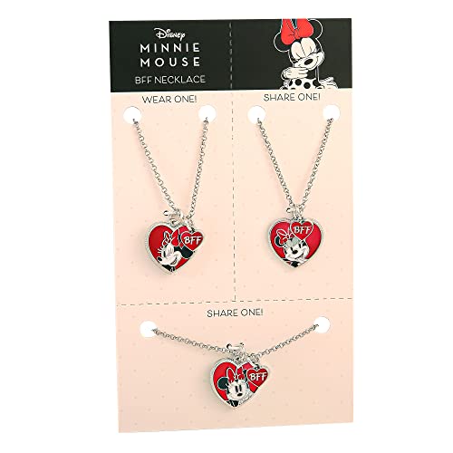 Disney Girls Minnie Mouse BFF Necklace Set of 3 - Best Friends Necklaces with BFF Charm and Minnie Mouse Pendant