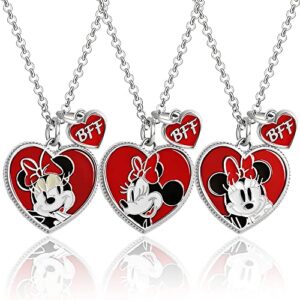 disney girls minnie mouse bff necklace set of 3 - best friends necklaces with bff charm and minnie mouse pendant