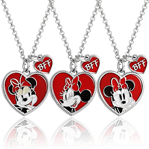 Disney Girls Minnie Mouse BFF Necklace Set of 3 - Best Friends Necklaces with BFF Charm and Minnie Mouse Pendant