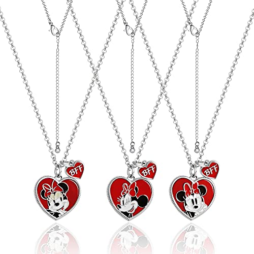 Disney Girls Minnie Mouse BFF Necklace Set of 3 - Best Friends Necklaces with BFF Charm and Minnie Mouse Pendant