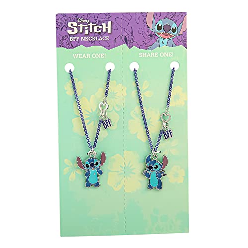 Disney Girls Stitch BFF Necklace Set - Best Friends Necklaces w/BFF & Stitch Charm - BFF Necklaces - Officially Licensed