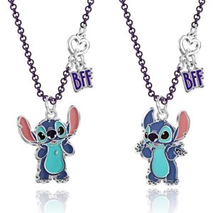 disney girls stitch bff necklace set - best friends necklaces w/bff & stitch charm - bff necklaces - officially licensed