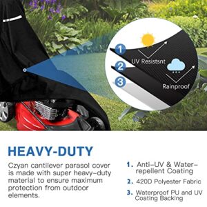 Outdoors Lawn Mower Cover, Heavy Duty 420D Lawn Mower Covers Polyester Oxford Outdoor Waterproof Universal UV Dust Protection Universal Fit Push Mower with Drawstring & Cover Storage Bag (Black)