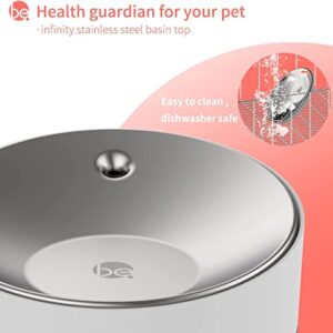 Upgrade beQ Automatic Water Fountain,2.5L/84oz Inside Ultra-Quiet Stainless Steel pet Water Dispenser,BPA Free,Visible Water Level,with a Large Size Filter,Suitable for Cats & Small Dogs