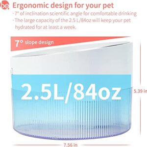 Upgrade beQ Automatic Water Fountain,2.5L/84oz Inside Ultra-Quiet Stainless Steel pet Water Dispenser,BPA Free,Visible Water Level,with a Large Size Filter,Suitable for Cats & Small Dogs