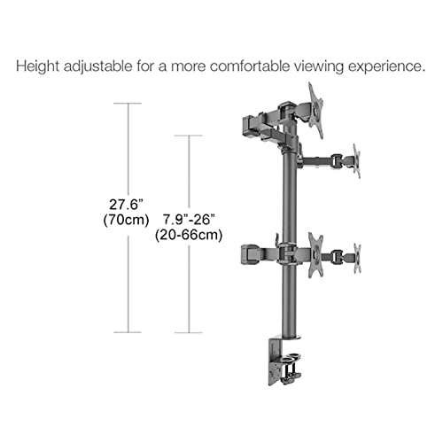 CRUHRE Monitor Stand for Quad LCD Monitor Stand, 4 Monitor Bracket Fits Heavy Duty Monitor Up to 30inch, Full Adjustable Desk Mount Holds Up to 22 Lbs per Arm, Black Monitor Bracket