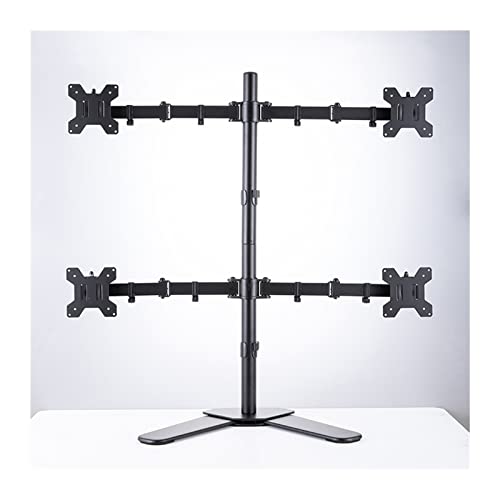 CRUHRE Monitor Stand for Quad Four Monitor Mount Stand, Height Adjustable Free Standing 4 Screen Mount, Steel Monitor Desk Mount Bracket Fits Monitors Up to 32 Inches Monitor Bracket