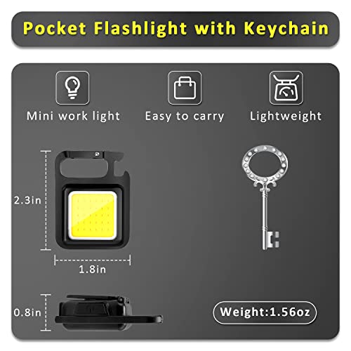 COB Keychain Work Light Keychain Flashlights 4 Light Modes 1600Lumen,Keychain Light Emergency Light with Folding Bracket Bottle Opener and Magnet Base,Camping and Walking