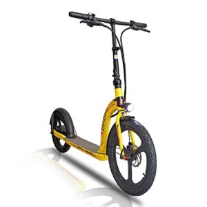 zondoo zo02 electric scooter for adults - 25 miles long range & 20mph folding commuter electric scooter - big fat tire bike stylish electric scooter for adults(yellow)